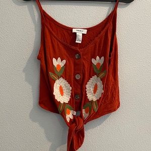 Forever 21 Tie Front Crop Top